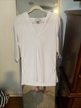 Lightweight White Hooded Swim Coverup - Soft Beach Tunic